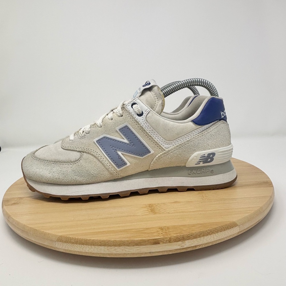 New Balance 574 Sneakers Beige / Blue Womens 7.5 Style White/Grey/Blue